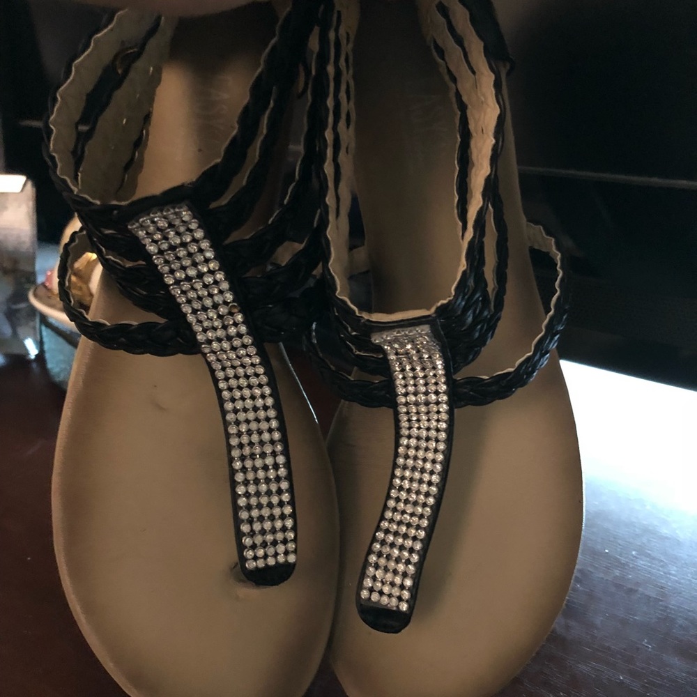 Black with silver bling sandals